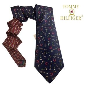 Tommy Hilfiger Neck Tie 100% Silk Equestrian Polo Printed in Italy Made USA Y2K